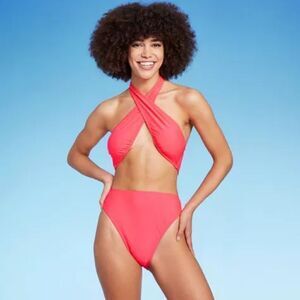 🆕🔥Cross Front Halter One Piece Swimsuit